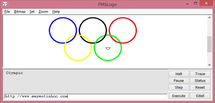 MSWLogo vẽ 5 vòng tròn Olympic - Em Yêu Tin Học